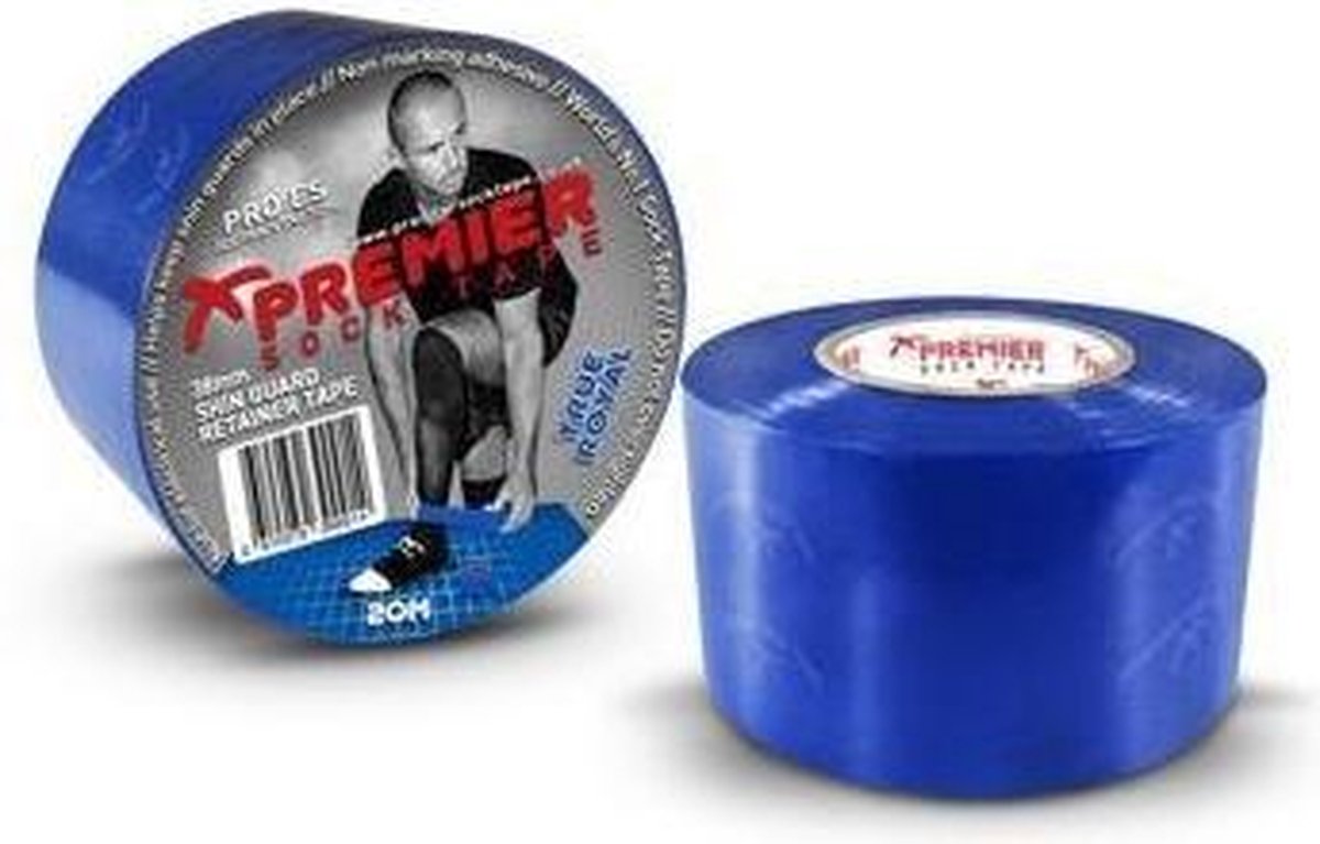 Premier Socktape - Voetbalsokken - Sokophouders - Voetbal Tape - Sokkentape - Kousentape - 38mm x 20 meter - Royal Blauw