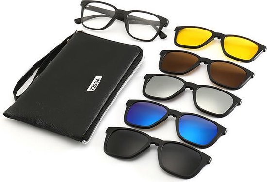 Demonteerbare zonnebril met magnetische lenzen. 5 in 1 met UV-bescherming,  5... | bol.com