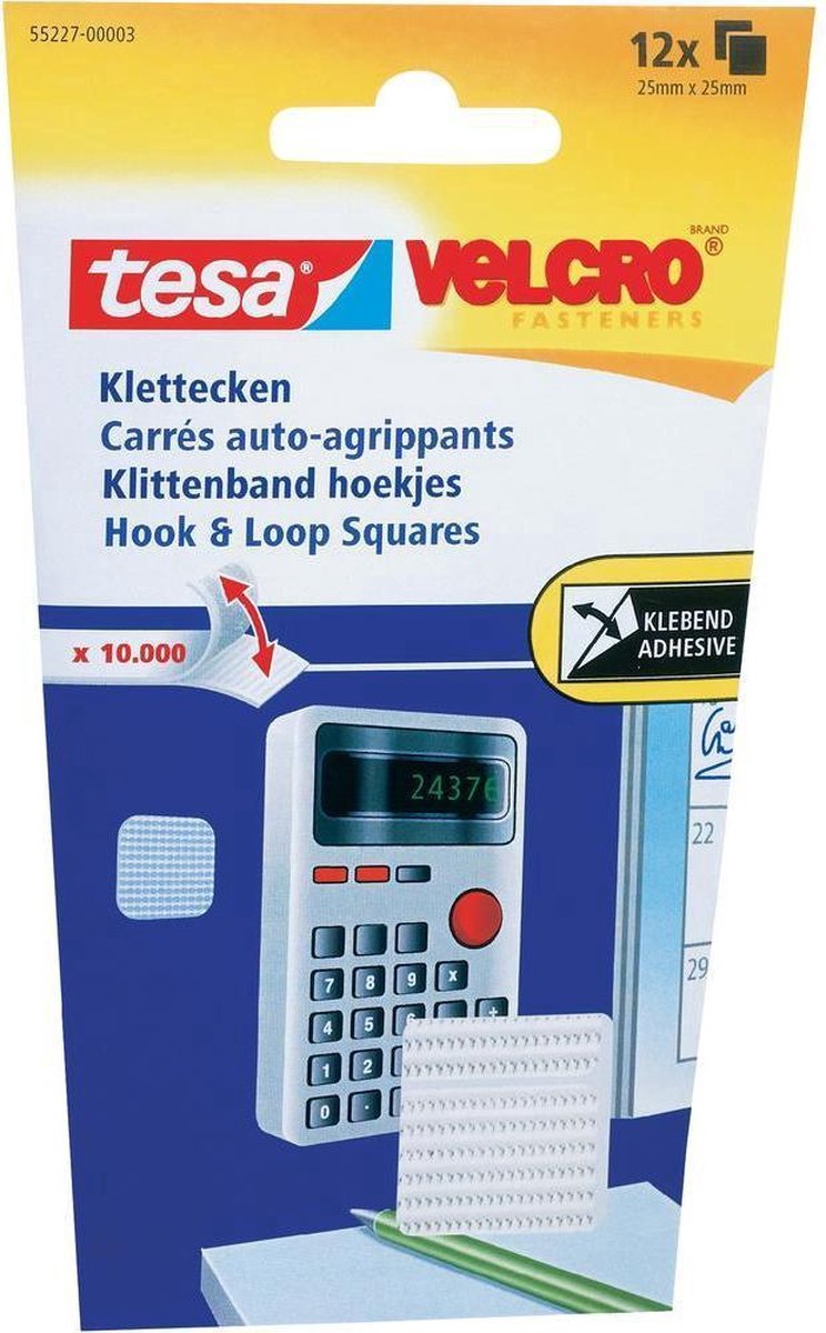 Tesa-Velcro Klittenband vierkantjes 25MM X 25MM 12 Stuks