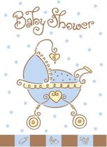 Uitnodigingen Baby shower blauwe kinderwagen