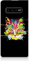 Geschikt voor Samsung Galaxy S10 Plus Uniek Standcase Hoesje Cat Color