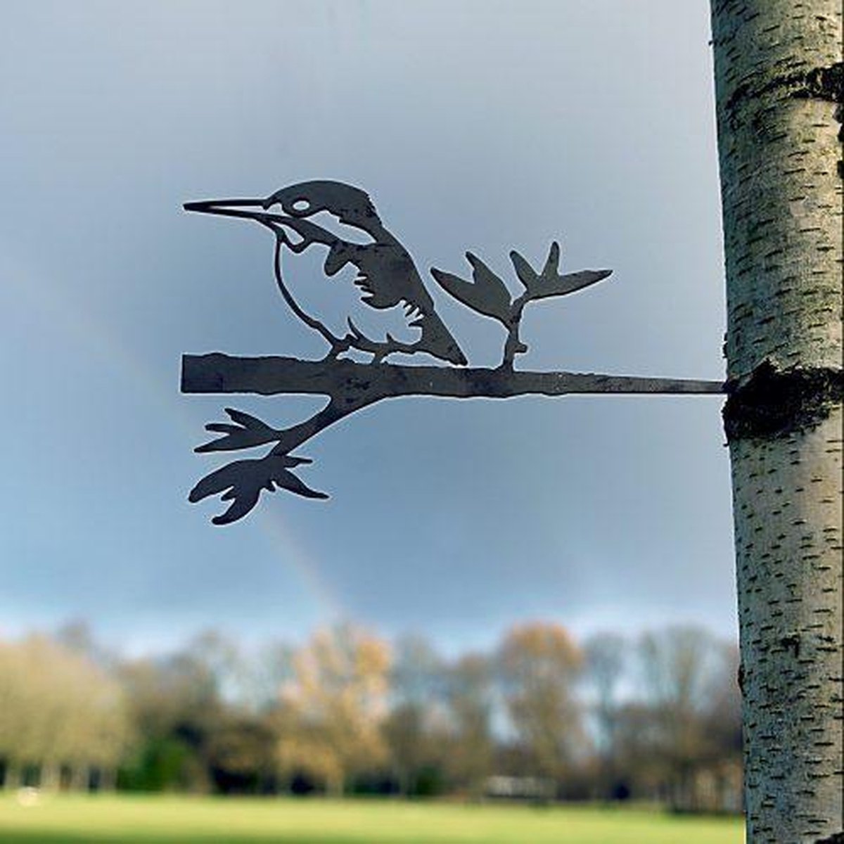 metalen IJsvogel met blaadjes