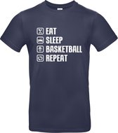 Eat, Sleep, Basketball, Repeat T-shirt - marineblauw - XXL