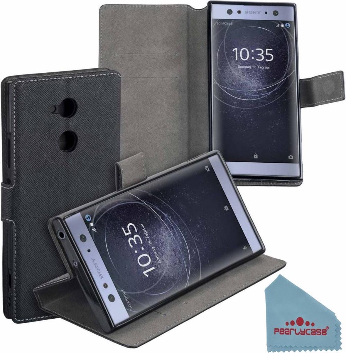 Pearlycase® Zwart Y Wallet Bookcase Hoesje Geschikt voor Sony Xperia XA2 Ultra