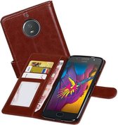 Moto G5s Portemonnee hoesje booktype wallet case Bruin