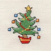 Mini Borduurpakketje ( 6 x 6 cm )  Kerstboom Jolly Tree - Mouseloft