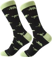 Sokken Heren zwart / groen - Maat 40-45 / print dino's