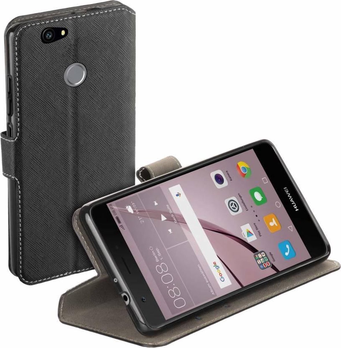 HC zwart bookcase voor Huawei Nova tpu wallet cover hoesje