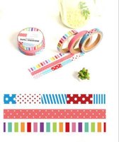 masking tape Stip Streep - decoratie washi papier tape - 7 mm x 5 m - 3 rollen