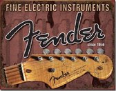Fender Headstock ​ Metalen wandbord 31,5 x 40,5 cm.