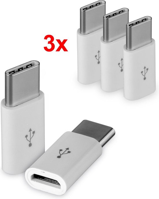 Set van 3 verloop adapter Micro USBadapter naar USB 3.1 TypeC
