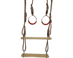 Schommelzitje met trapeze en ringenset PP touwen