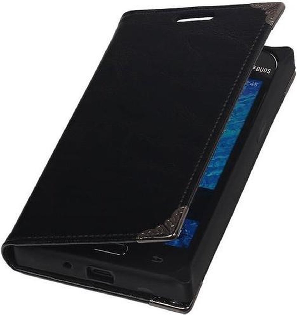 TPU Map Booktype Hoes voor Samsung Galaxy -J1 2015 Zwart