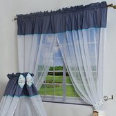 Ledikant Hemeltje met Gordijn - 185x280 cm - Minky fleece Stof - Grijs en Turquoise Sterren