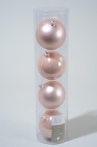 2 stuks 4 kerstballen poeder roze emaille 100 mm