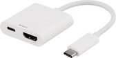 DELTACO USBC-HDMI2 USB-C naar 4K UHD HDMI en USB-C power (60W) adapter wit