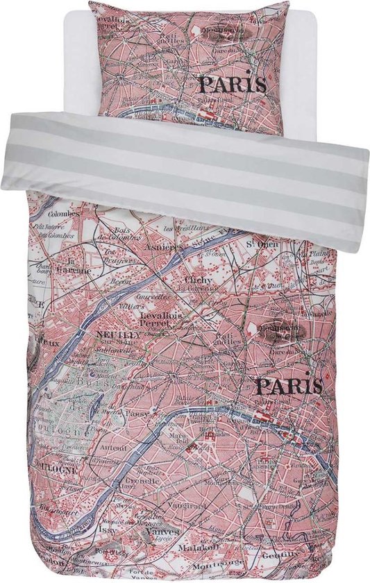 Covers & Co Paris Citymap - Housse de couette - Simple - 140x200 / 220 cm + 1 taie d'oreiller 60x70 cm - Multicolore