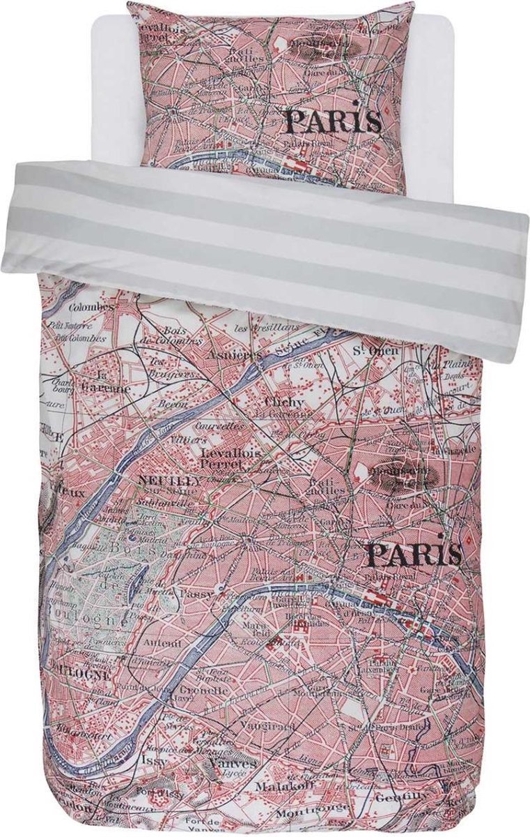 Covers & Co Paris Citymap Dekbedovertrek - Eenpersoons - 140x200/220 cm - Multi
