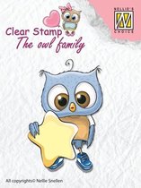 CSO007 Stempel  The owl family  Ster - Nellie Snellen Clearstamp uil ster - kerstmis