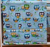 Organizer - 60x60cm voor ledikant - licht blauw met uilen
