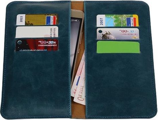 Portefeuille Blauw Pull-up Large Pu pour Huawei Ascend G740
