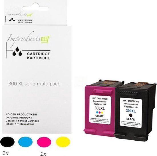 Foto: Improducts inkt cartridges alternatief hp 300 300xl cc641ee cc644ee multi pack