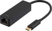 DELTACO USBC-GIGA USB 3.1 Netwerk adapter - Gigabit - 1xRJ45 - Zwart