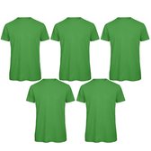 Senvi 5 pack T-Shirt -100% biologisch katoen - Kleur: Groen - 3XL