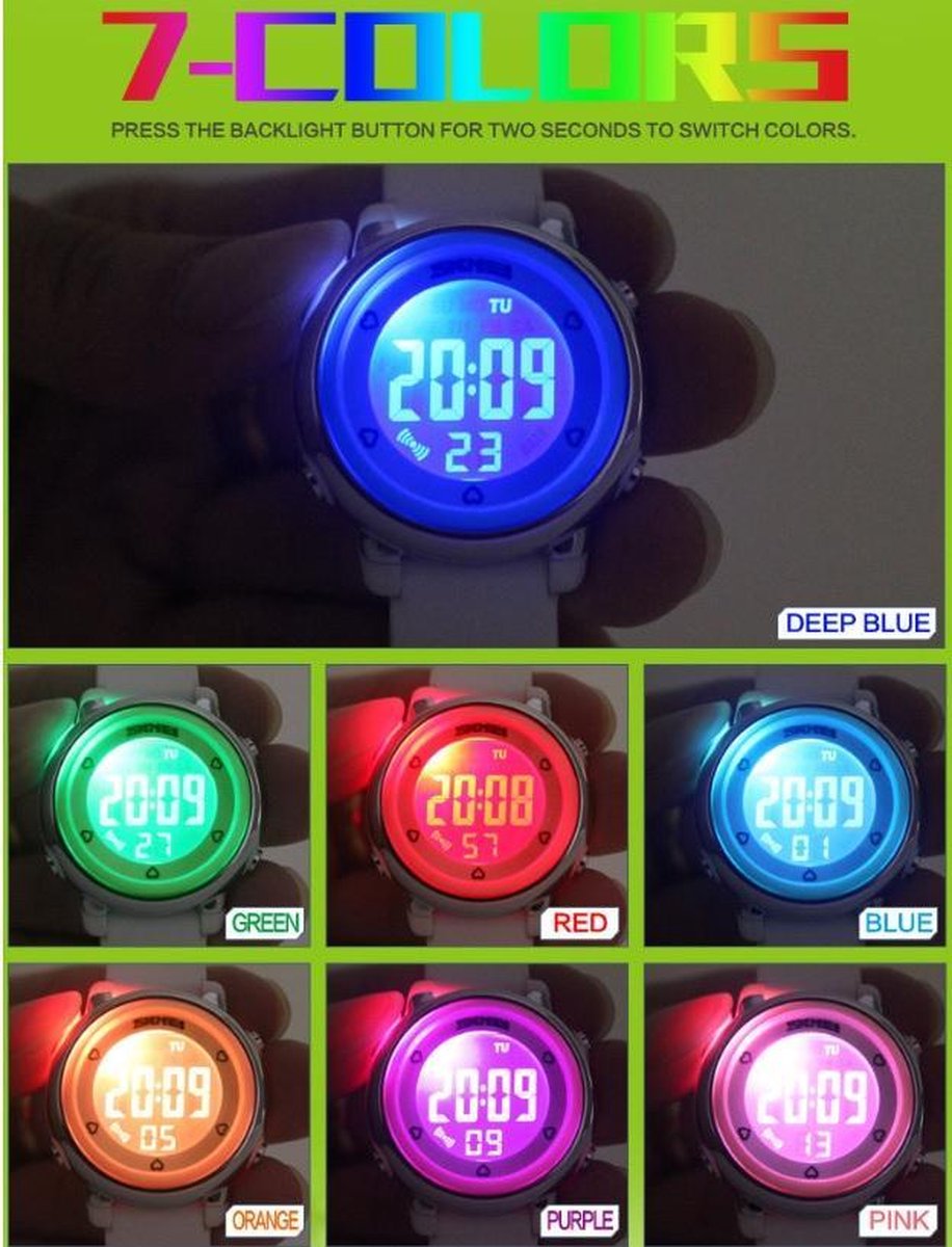 Hiseeyo Digitale wekker, 7 inch, met automatische helderheidsaanpassing, stille lcd-display met luchtvochtigheid en temperatuur, voor volwassenen en kinderen en de ziekte van Alzheimer (wit