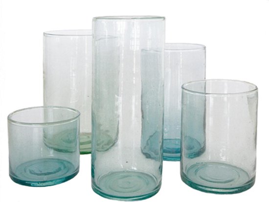 Vaas - cylinder - recycled glas - mondgeblazen