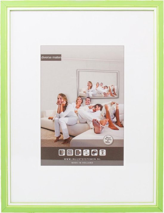 Cadre Photo 3D en Bois - Cadre Photo - 50x70 cm - Verre Transparent - Vert Clair / Blanc avec Entretoise