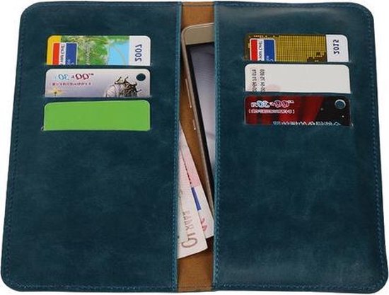 Portefeuille Blauw Pull-up Large Pu pour Huawei Ascend G740