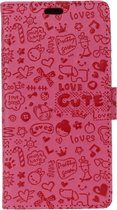 Shop4 - Nokia 8 Sirocco Hoesje - Wallet Case Cartoon Roze