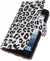 Luipaard Bookstyle Wallet Case Hoesjes voor Huwaei Ascend G510 Wit