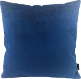 Blue Button Velvet Kussenhoes | Fluweel / Velours | Blauw | 45 x 45 cm