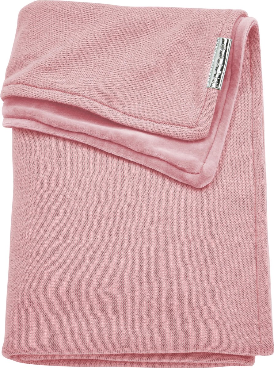 Meyco wiegdeken Knit Basic met velvet - 75x100 cm - oudroze