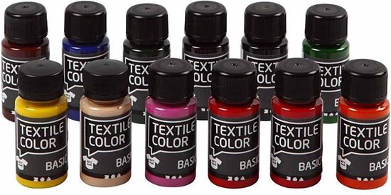 Couleur textile - Assortiment, couleurs de base, 12x50 ml