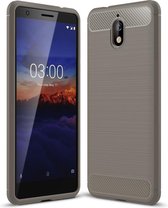 Armor Brushed TPU Back Cover - Nokia 3.1 Hoesje - Grijs