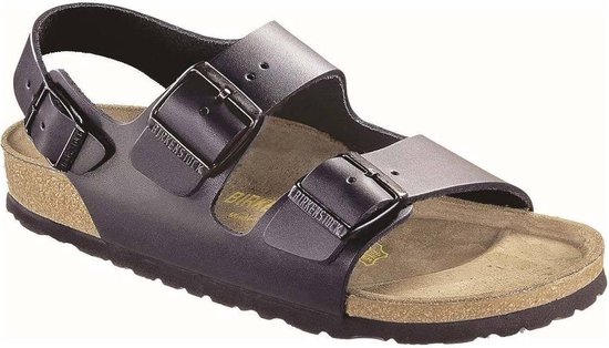 Birkenstock Milano Narrow Zwart Smooth Leather Sandalen Heren Size : 43