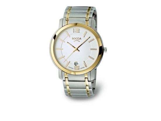 Titanium herenhorloge met witte wijzerplaat - Boccia 3656-01