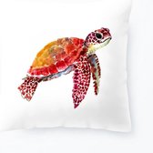 Kussenhoes Schildpadje Watercolor Rood| Kussenhoes Kinderkamer 45 X 45 Cm.