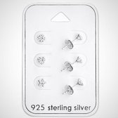 Set rond, hart, ster - 925 sterling zilveren kinderoorknopjes met zirkonia