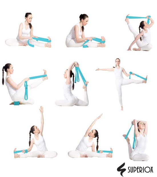 Yoga Strap - Premium Yoga Riem - 100% Katoen - Blauw Yogariem - 183cm -  Superiox™ | bol.com