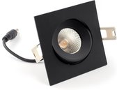 Premium dimbare Led inbouwspot / Kantelbaar / Vierkant / 5.5Watt / Zwart / 3000k