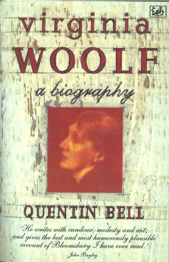 Boek kaft met profielportret van Virginia Woolf en tekst: Virginia Woolf A BIOGRAPHY door Quentin Bell