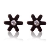 Oorbellen Studs RVS kleur zwart - Ster met Zirkonia - Sarzor