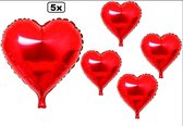 5x Folie ballon Hart rood 46x49 cm(excl. helium)