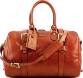 Tuscany Leather Weekendtas Voyager - Honingkleurig - Lederen weekendtas met extra sluitriemen - TL141249