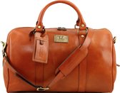 Tuscany Leather Weekendtas Voyager - Honingkleurig - Lederen weekendtas met vak aan de achterkant - TL141250