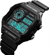 Skmei EL Dual Time Digitaal Siliconen - Retro Watch - Sporthorloge - Digitaal -  Alarm - Stopwatch - 30m 5 ATM Waterdicht - Chronograaf - Zwart